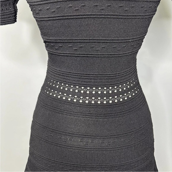 Sandro Black Stretch Knit Pullover Fit & Flare Short Sleeve Sweater Dress Size 1 - Picture 10 of 14